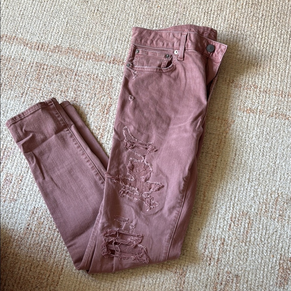 Distressed Mauve Jeans
